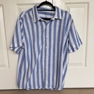 Blue and White Striped Men's Shirt